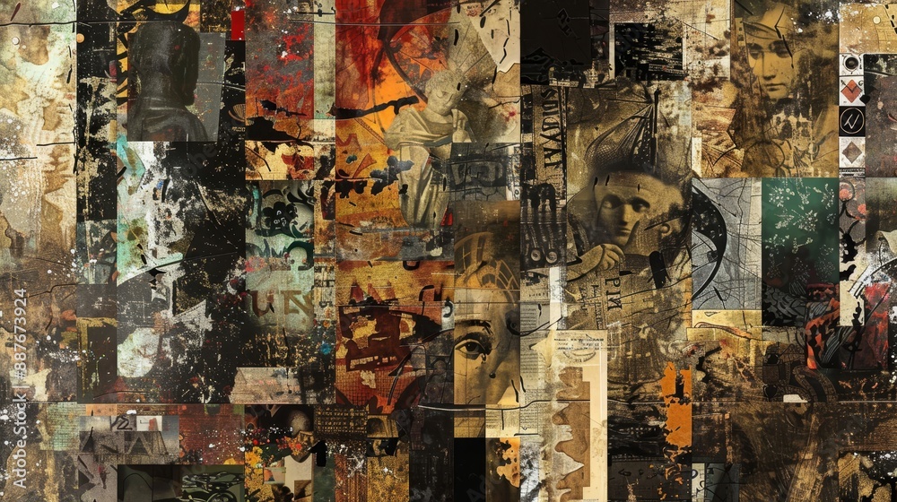 Digital collage with textures evoking Passover sensory experience background Digital collage with textures evoking Passover sensory experience background