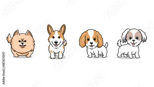 cute dogs illustration set