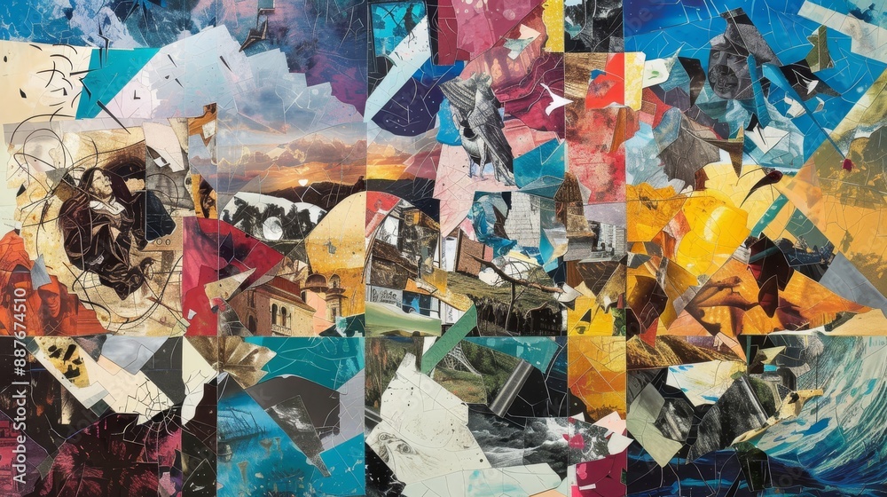 Dynamic collage with fragmented shapes in Passover background Dynamic collage with fragmented shapes in Passover background