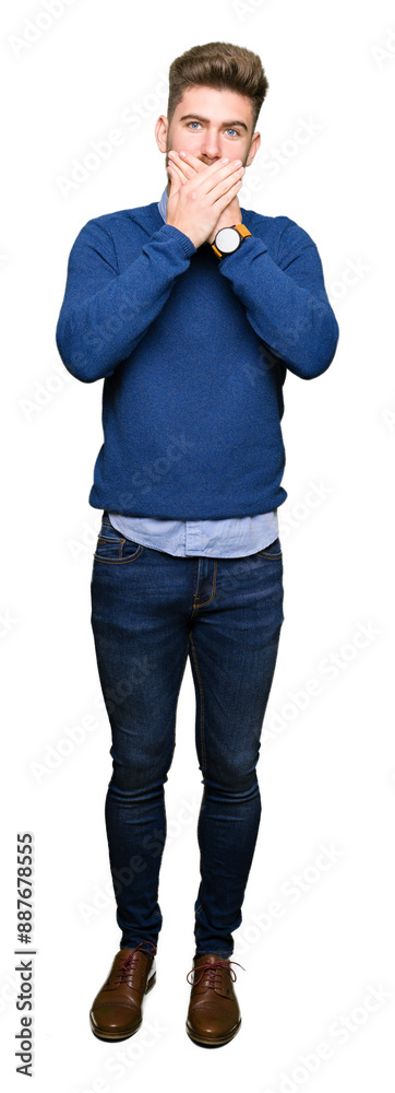 Young handsome bussines man shocked covering mouth with hands for mistake. Secret concept. Young handsome bussines man shocked covering mouth with hands for mistake. Secret concept.
