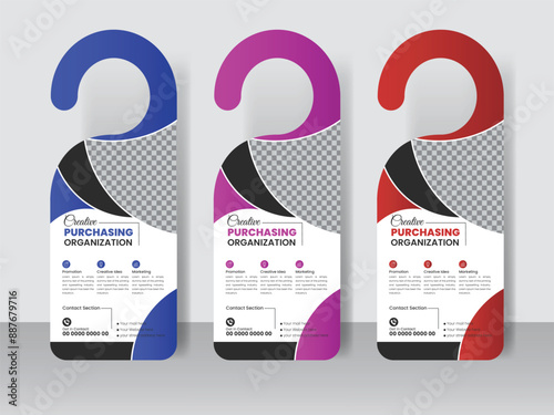 Corporate modern door hanger design template and door hanging