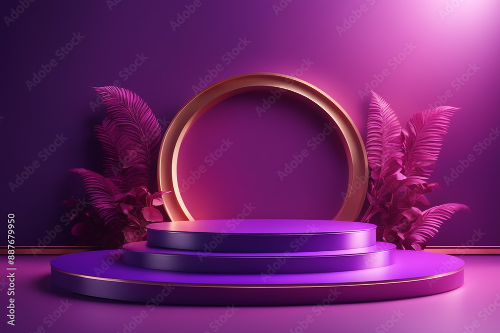 podium mockup background, purple background for presentation of cosmetic 3d render podium mockup background, purple background for presentation of cosmetic 3d render
