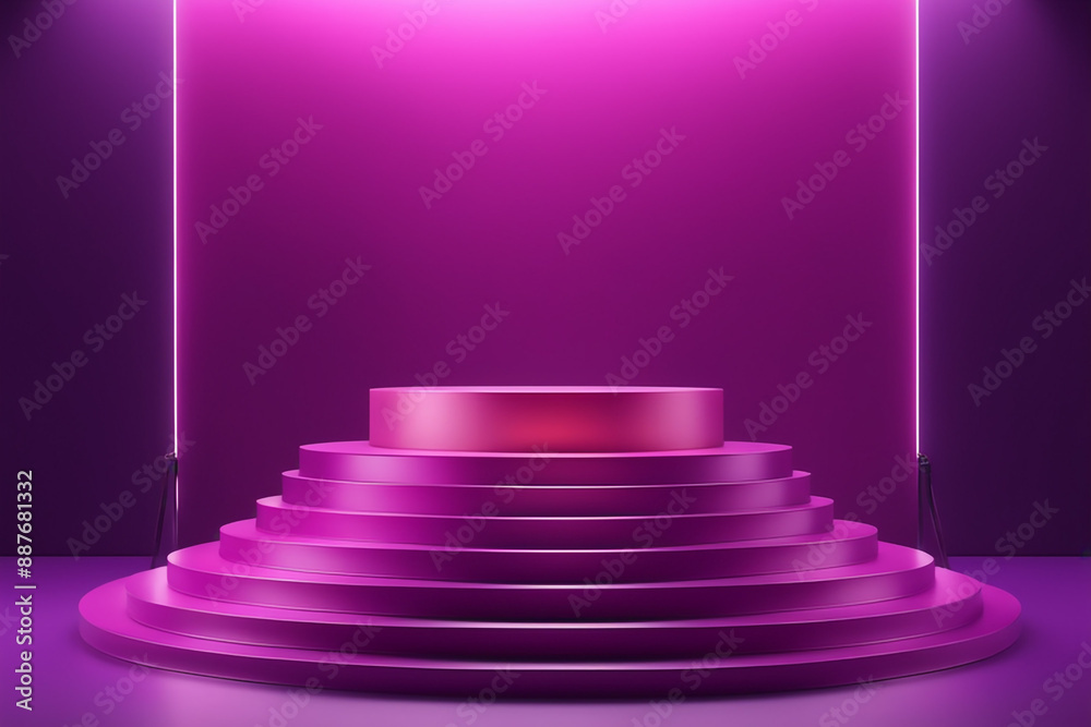 Obraz premium podium mockup background,&nbsp;purple background for presentation of cosmetic 3d render