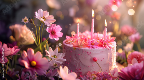 cake with three candles