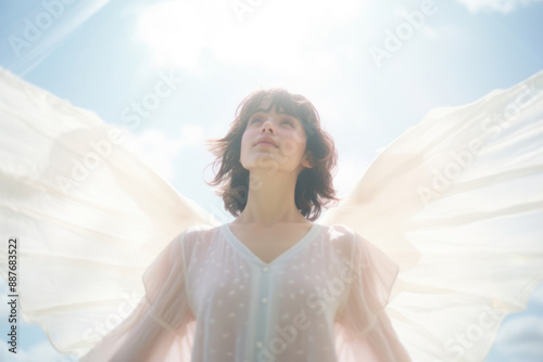 女, 女性, ドレス, 天使, 妖精, 神秘的, ファンタジー, woman, female, dress, angel, fairy, mystical, fantasy