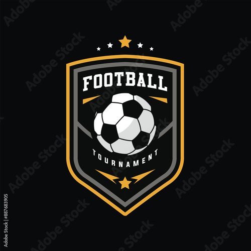 Soccer Football Badge Logo Design Templates | Sport Team Identity Vector Illustrations isolated on black Background