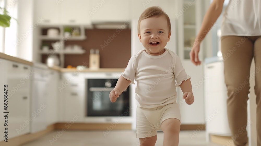 a child's first steps, parents' joy captured, home setting a child's first steps, parents' joy captured, home setting