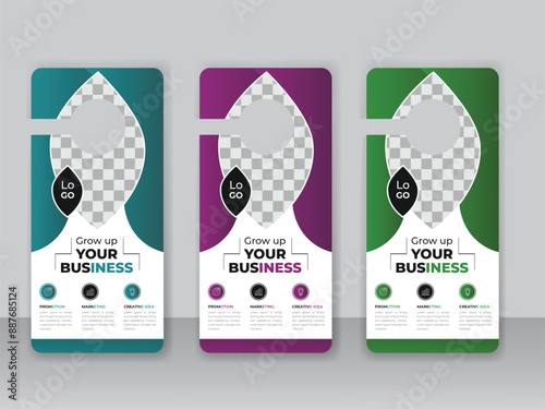 Corporate modern door hanger design template and door hanging
