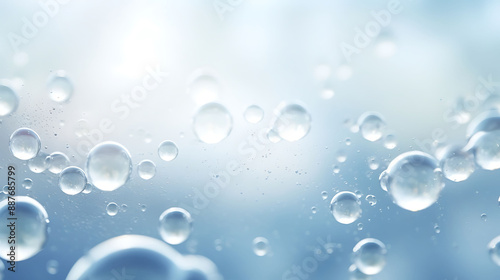 Liquid Beauty: Water Bubbles Creating a Serene White Background 