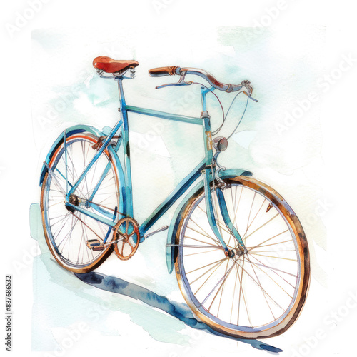 Bicycle watercolor isolate on white ,minimal style Job ID: 77eeb51e-b866-4923-9de9-6b5e5c092b69 photo