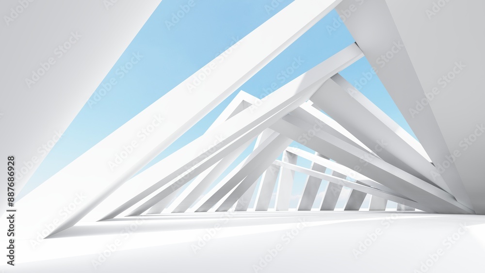 Obraz premium Architecture background geometric arched interior 3d render