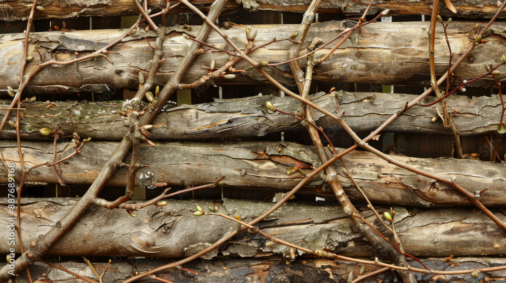 Texture of wooden branches fence for background. Texture of wooden branches fence for background.