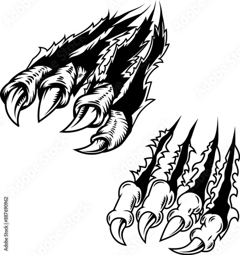 Monster claws scratching background. For poster, t shirt, decoration. Vector illustration
