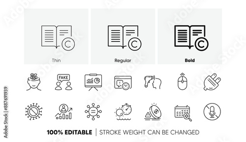 Anxiety, Electric plug and Tanning time line icons. Pack of Project deadline, Presentation, Swipe up icon. Coronavirus, Career ladder, Fake information pictogram. No microphone. Line icons. Vector