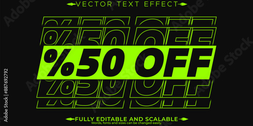 Sale text effect, editable discount and offer customizable font style