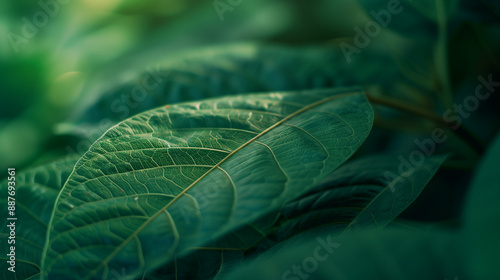 Abstract Closeup of Leaf with Intricate Veins and Soft Focus