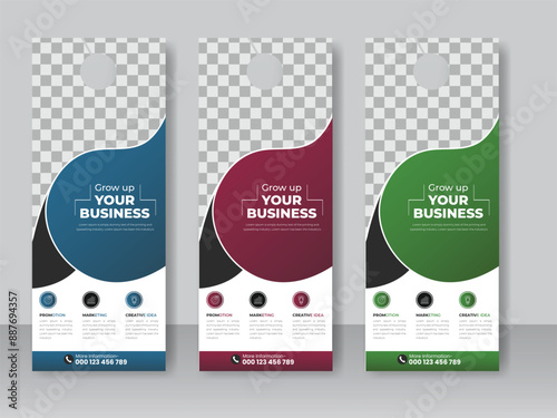 Corporate modern door hanger design template and door hanging