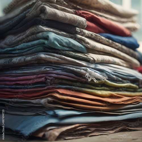 colored pile of fabrics, ai-generatet © Dr. N. Lange