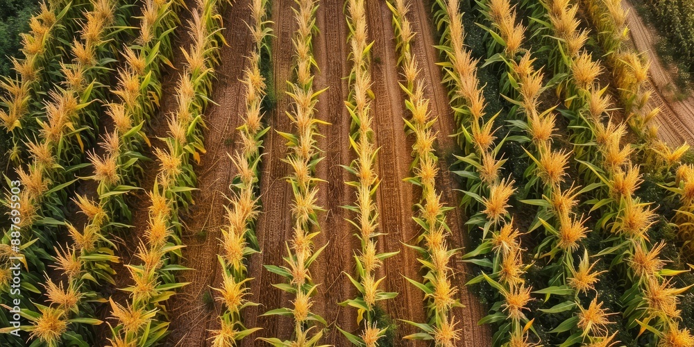Aerial View of Ripe Cornfield During Harvest Season Aerial View of Ripe Cornfield During Harvest Season