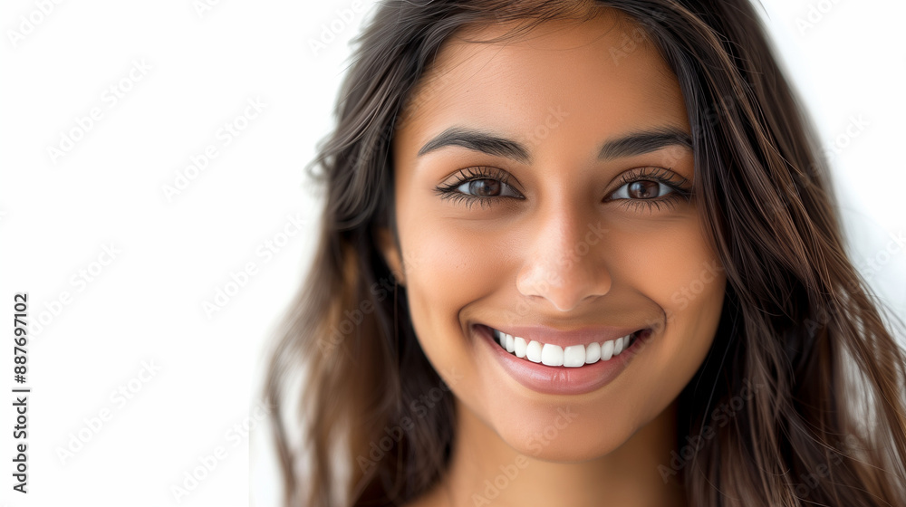 Against a white background is a close-up portrait photo of a beautiful young woman of Asian descent smiling with flawless teeth.
Against a white background is a close-up portrait photo of a beautiful young woman of Asian descent smiling with flawless teeth.