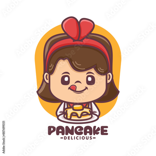 Pancake cartoon mascot design, vector illustration for culinary business