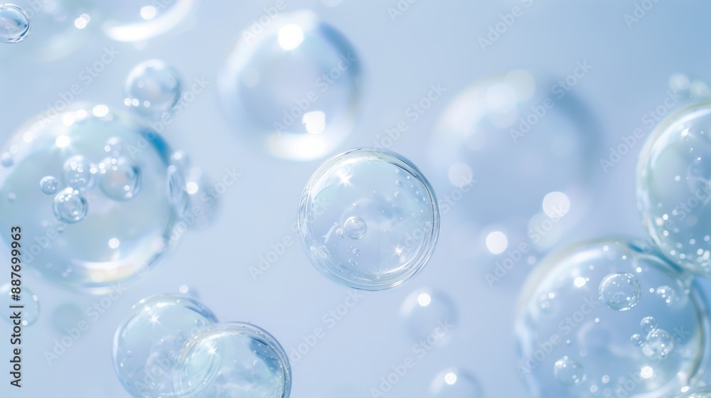 Transparent bubbles on a light blue background. Transparent bubbles on a light blue background.