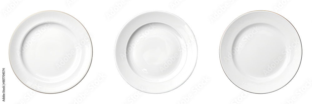 Plain White Porcelain Plate with Smooth Surface. Ceramic Dinner Plate Set. Isolated on Background Plain White Porcelain Plate with Smooth Surface. Ceramic Dinner Plate Set. Isolated on Background