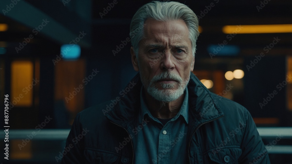 Elderly man with gray hair and beard, wearing a jacket, standing indoors with a serious and focused expression.
Elderly man with gray hair and beard, wearing a jacket, standing indoors with a serious and focused expression.
