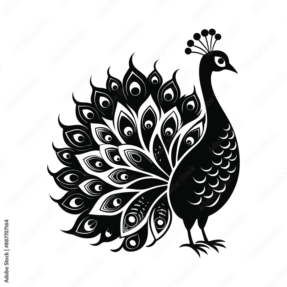 Peacock Silhouette Vector Illustration 