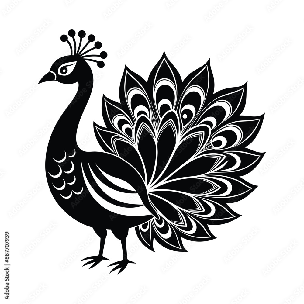 Fototapeta premium Peacock Silhouette Vector Illustration 