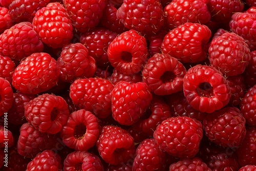 Raspberry background. Red ripe raspberries close-up. Red berry. Beautiful simple AI generated image in 4K, unique.