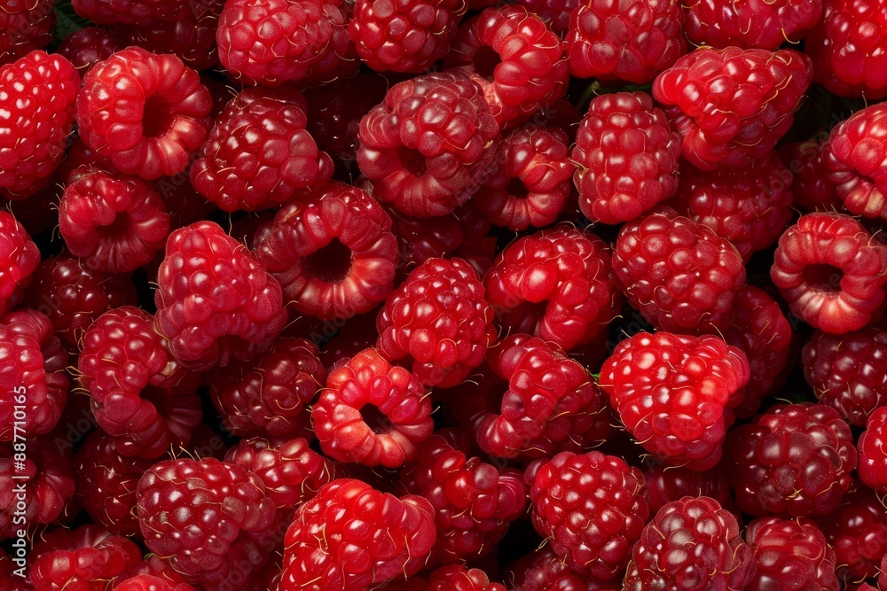Close-up of an abundance of fresh ripe raspberries; Alberta, Canada. Beautiful simple AI generated image in 4K, unique.