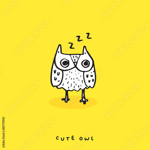 Set of doodle cartoon owls with various emotions,Various Cute Owl Doodle Collection,hand drawn,Cute animal photo