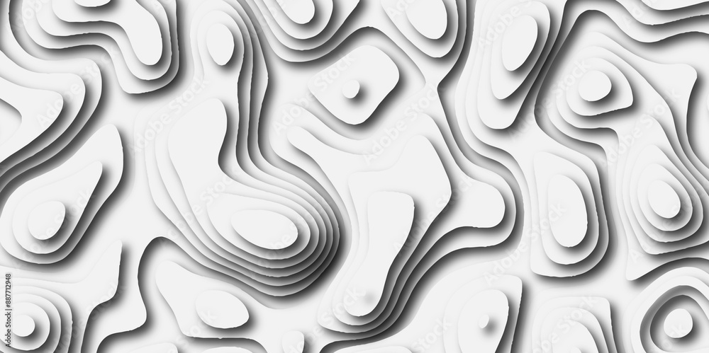 Topographic canyon geometric map relief texture with curved layers and shadow. abstract White background with a beautiful pattern, Topographic contour lines vector map seamless pattern vector. Topographic canyon geometric map relief texture with curved layers and shadow. abstract White background with a beautiful pattern, Topographic contour lines vector map seamless pattern vector.