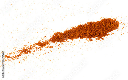 the pile of ground red chili pepper, dry paprika powder spice, graphic element isolated on a transparent background photo