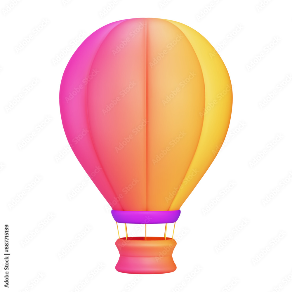 Obraz premium 3d colorful hot air balloon icon. Stock vector illustration on isolated background.