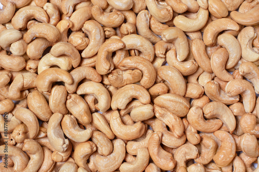 Cashew nuts pattern texture background, top view, flat lay. Cashew nuts pattern texture background, top view, flat lay.