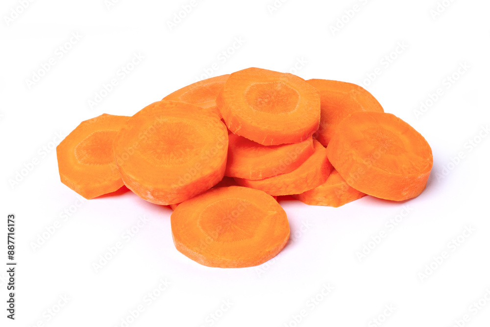 sliced carrots isolated on white background sliced carrots isolated on white background
