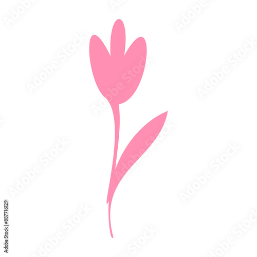 Vector silhouette of a pink tulip. Floral design, flower logo. Floral decorative element.