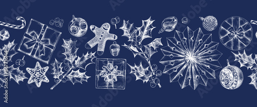 Christmas seamless border made with clipping mask