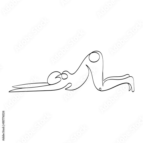 Yoga pose - Anahatasana, one line style yoga asana. Yoga, Pilates. Girl and sport. Ideal for designs related to fitness, health, meditation and healthy living.