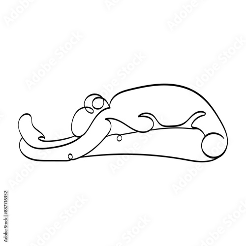 Yoga pose - Paschimottanasana, one line style yoga asana. Sports, yoga, meditation. Girl and Pilates. Ideal for designs related to fitness, health, meditation and healthy living.