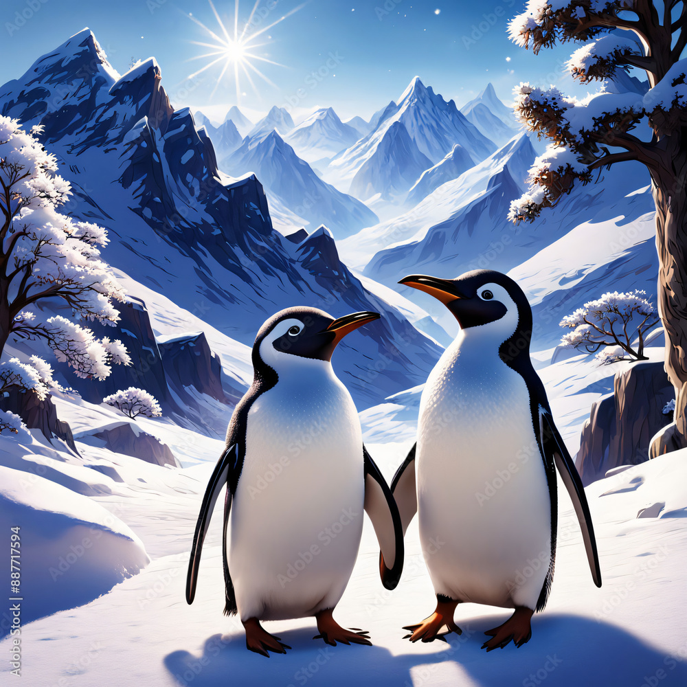 Fototapeta premium penguin on the ice