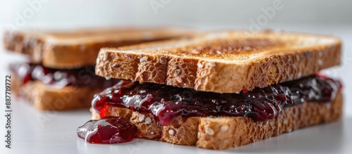 Close-up of a Toasted Bread with Jam