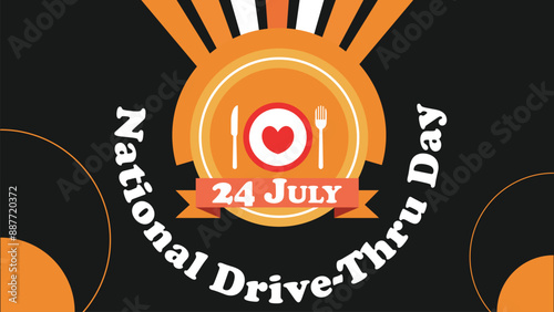 National Drive-Thru Day vector banner design illustration