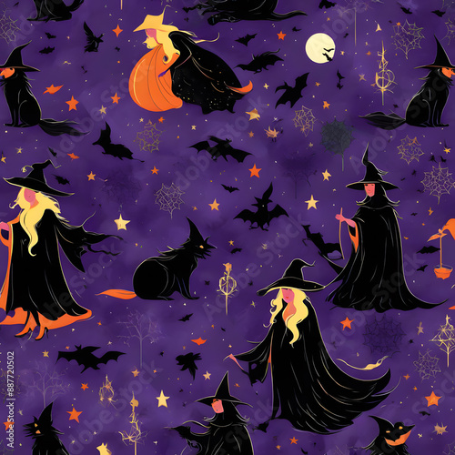 Witches with pointed hats, ai-generatet photo