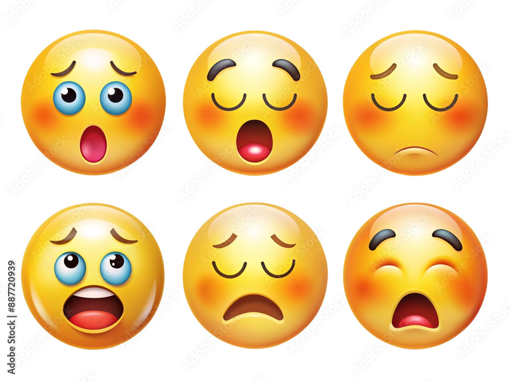 High Detailed Beautiful Emoji Expressions Icon Set on Transparent Background High Detailed Beautiful Emoji Expressions Icon Set on Transparent Background