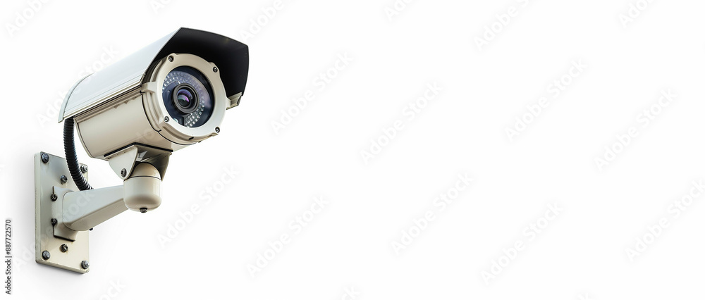 CCTV system security on white background.