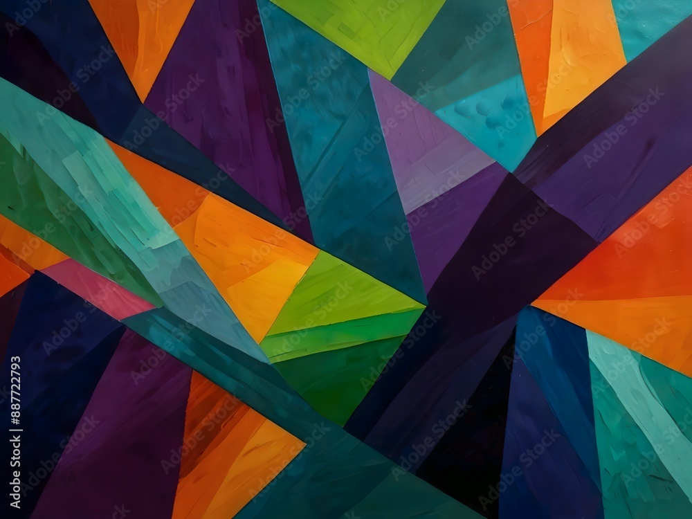 Obraz premium Abstract geometric pattern with vibrant colors and shapes creating a dynamic composition.