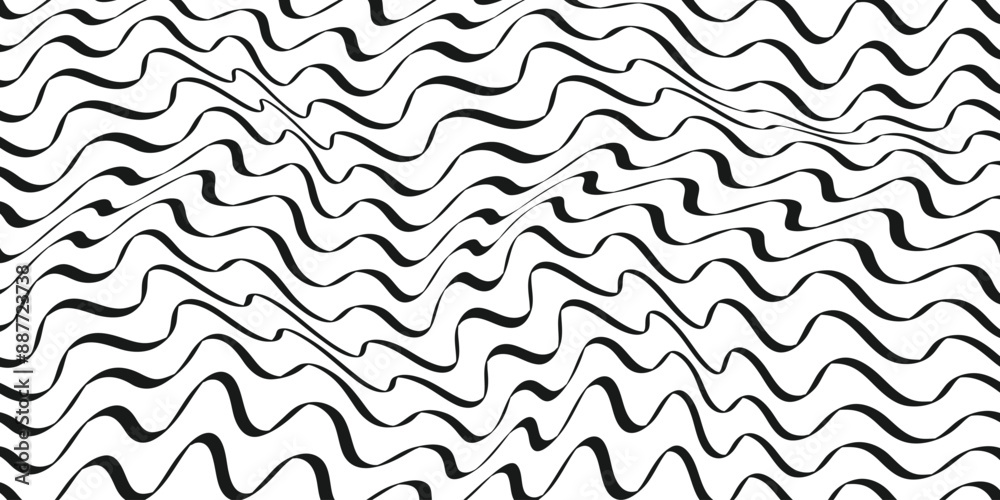 Fototapeta premium Abstract black wavy line background vector